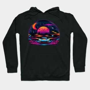 Fast Car with Skyline and Moon Hoodie